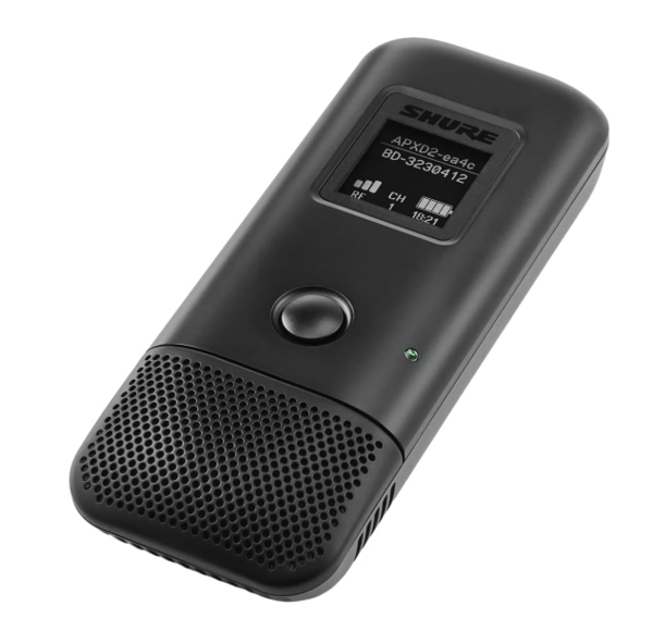 BOUNDARY TRANSMITTER WITH CARDIOID MIC CARTRIDGE, B/W MATRIX LC-DISPLAY  USB-C CHARGING PORT, AND